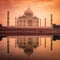 Vintage Taj Mahal at sunset