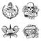 Vintage Tattoo Studio Emblems Set