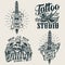 Vintage tattoo studio monochrome logos