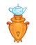 Vintage tea Samovar (self-boiler) heated metal container traditionally used in Russia. Vector illustration in cartoon style