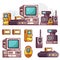 Vintage Tech and Electronic Devices Icons Set
