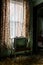 Vintage Television + Floral Print Curtains - Abandoned Wyoming Hotel - Mullens, West Virginia