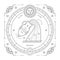 Vintage thin line Aquarius zodiac sign label. Retro vector astrological symbol, mystic, sacred geometry element, emblem