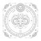 Vintage thin line Aries zodiac sign label. Retro vector astrological symbol, mystic, sacred geometry element, emblem
