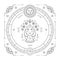 Vintage thin line Virgo zodiac sign label. Retro vector astrological symbol, mystic, sacred geometry element, emblem