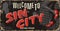 Vintage tin city sign. Underground passion poster. Sin city mark.