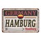 Vintage tin sign. Hamburg city vintage poster vector. Vintage tin sign with German city. Hamburg. Retro souvenirs or