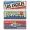 Vintage tin sign. Los Angeles. Retro souvenirs or old postcard templates on rust background.