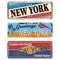 Vintage tin sign NEW YORK Retro souvenirs or old paper postcard templates on rust background.