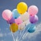 Vintage tone of Colorful party balloon floating in mid air