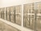 Vintage tone row of empty commercial fridges at wholesale big-box store