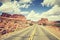 Vintage toned scenic road, travel concept picture, USA