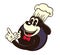 Vintage toons: retro cartoon chef dog, cook hat, pointing finger