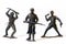 Vintage toy black soldiers isolated on white background