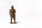 Vintage toy brown soldier knight isolated on white background