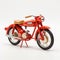 Vintage Toy Red Motorcycle With Photorealistic Detail On White Background