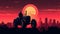 Vintage Tractor Illustration: Moody Neo-noir Cityscape In Tonalist Style