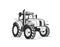 Vintage Tractor Sketch, Farm Vehicle with Large Wheels Black White Drawing, Agricultural Machine