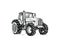 Vintage Tractor Sketch, Farm Vehicle with Large Wheels Black White Drawing, Agricultural Machine