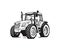 Vintage Tractor Sketch, Farm Vehicle with Large Wheels Black White Drawing, Agricultural Machine