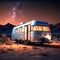 a vintage trailer parked under a starry desert night sky trending on artstation sharp focus