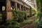 vintage train carriages entwined with ivy