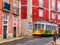The vintage tram #28 in old Rua Augusto Rosa street, on May 2, 2012 in Lisbon, Portugal
