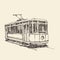 Vintage tram, engraved illustration