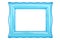 Vintage transparent plastic turquoise color frame on an isolated white background