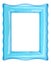 Vintage transparent plastic turquoise color photo frame on an isolated white background