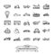 Vintage transportation line icons collection