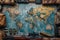 Vintage travel equipment on a world map background