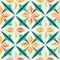 Vintage Triangular Geometric Pattern In Emerald And Orange