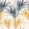 Vintage tropic leaves pattern design. Cool floral wallpaper. Yellow blue colors.