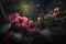 Vintage tropical hibiscus flowers, floral mystical jungle dark rainforest foliage background illustration Generative AI