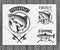 Vintage trout fishing emblems, labels and design