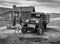 Vintage truck and gas pumps in Bodie ghost town