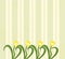 Vintage tulips in art nouveau style on a faded striped background like an old wornout wallpaper