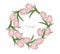 Vintage tulips flowers round wreath card vector background. Wedding invitation, springtime delicate decor