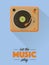 Vintage turntable retro music poster