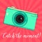 Vintage turquoise photo camera. Hipster vector