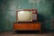 Vintage TV against the wall. Retro style