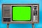 Vintage TV isolated on blue background