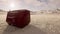 Vintage TV set sitting in the snow middle of the field of grass and flowers