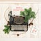 Vintage typewriter christmas decoration evergreen tree brunches