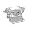 Vintage typewriter machine with paper and keyboard