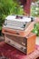 Vintage typewriter and radio as a decoration