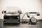 Vintage typewriter and telephone