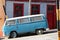 Vintage van in Old Pacific seaport city of Valparaiso, World Heritage Site and cultural capital of Chile