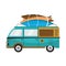 Vintage van with surf tables cartoons